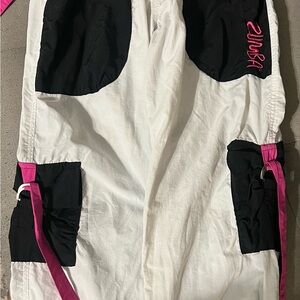 Zumba Fitness White and Black Track Pants with Pink Accents